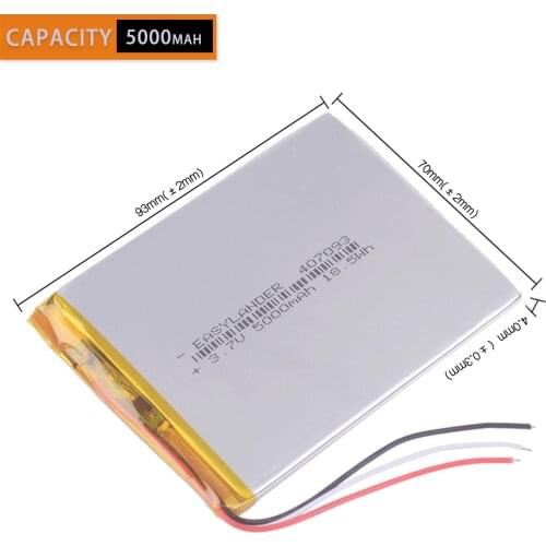 3wires 407093 3.7V 5000mAh tablet battery with Protection Board For Tablet Wexler TAB 7iD 3787 3G prestigio grace 3118 3g