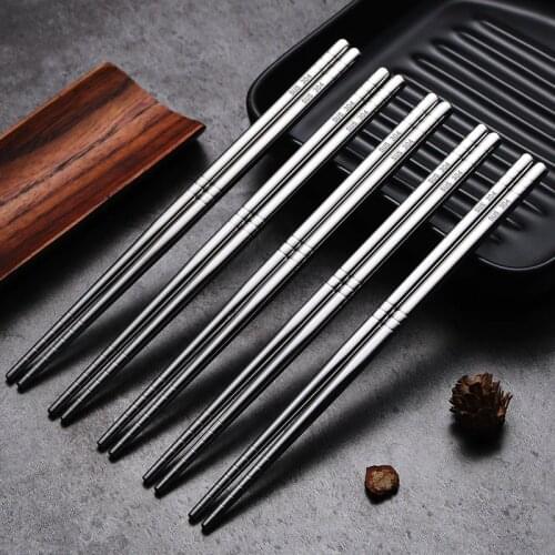 5 pairs/set Chopsticks of Chinese metal non-slip stainless steel stamp stick set reusable food stick sushi Korean French baguet