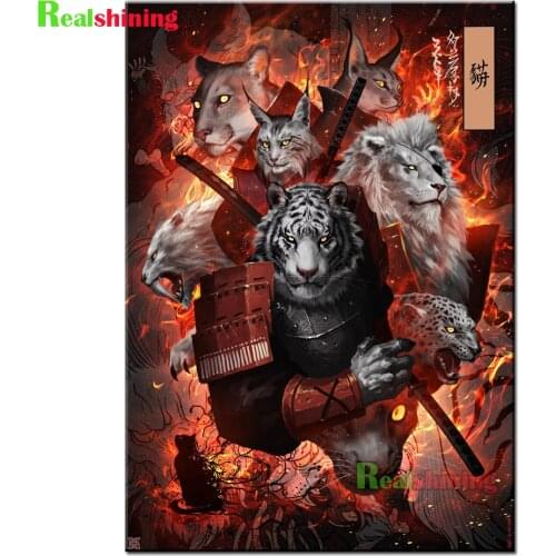 DIY Full square round diamond 5D Cartoons diamond painting Anime Tiger Leopard Cat embroidery Cross stitch Rhinestones N2227