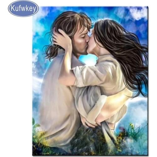Lover kiss Diamond Painting sale Diamond embroidery 5d diy full square diamond mosaic diamond paint round daimond painting