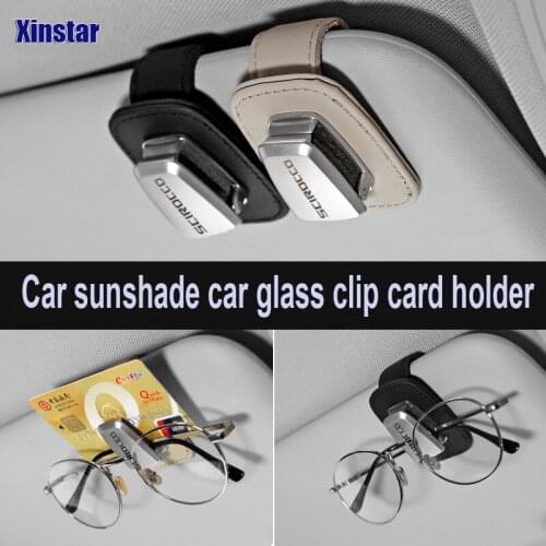 Genuine Leather Car Sunshade Car Glass Clip Holder Sticker For VK Volkswagen SCIROCCO