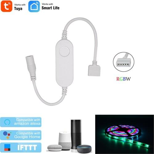 Tuya WiFi LED Wireless Smart Controller with RGBW Interface Strip Light Voice Control Compatible with Google Home & Alexa