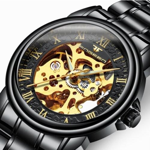 FNGEEN Men Wristwatches Top Brand Luxury Business Mechanical Watch Skeleton Black Automatic Male Clock Hodinky Relogio Masculino