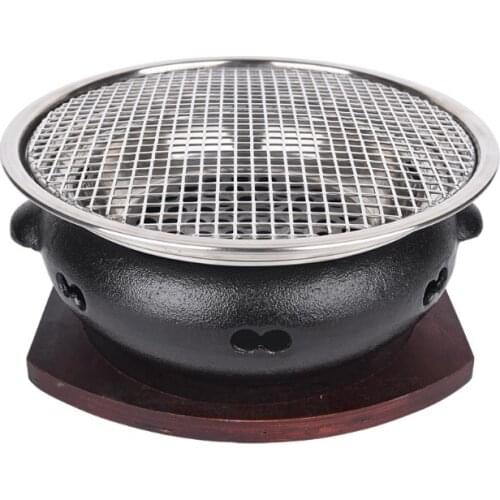 Cast iron charcoal barbecue grills Korean style commercial table bbq grill household heating stove brazier 124-2
