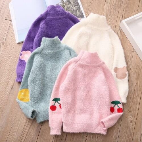 Baby Kids Turtleneck Sweaters 2020 Winter New Girls Thick Warm Knitting Sweater Child Clothes Toddler Lovely Sweater for Girl