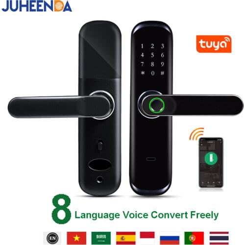Juheenda Tuya Wifi Indoor Fingerprint Door Lock Elctronic Smart Fingerprint Password Card Office Door Lock for Home Hotel Tenant