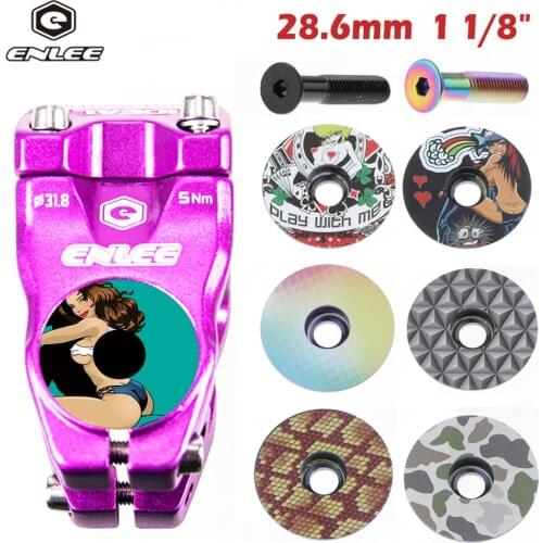 ENLEE 1-1/8 MTB Road Bike Headset Cover Stem Top Bowl Cap Titanium Bolt Fit on 28.6mm Front Fork Mountain Bicycle Cycling Parts