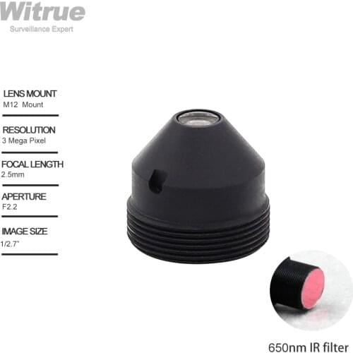 HD 3Mega pixel Pinhole CCTV Lens 2.5MM 1/2.7" F2.2 M12 Mount with 650nm IR Filter for Surveillance Security Camera