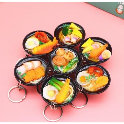 Simulation Japanese Ramen Model Keychain Ring Pendant Environmentally Friendly ABS Japanese Udon Pendant window display props