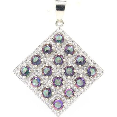 39x28mm Beautiful Heart Shape Pink Tourmaline White CZ Gift For Womans Silver Pendant