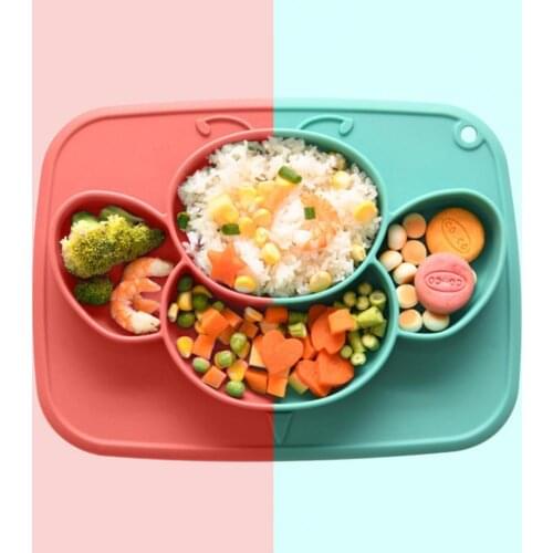 Creative Toddler Plate Non-slip Pad Anti-overflow Design Utensils Training Food Feeding Plate Infant Feeding Supplies