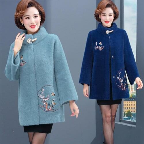 Women Winter Jacket High Quality Thick Imitation Mink Cashmere Coat Middle-aged Mother Knit Sweater Cardigans Jackets XL-4XL W91