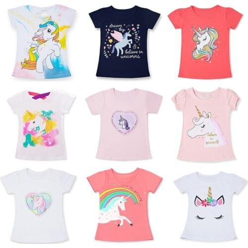 Summer Girls Boys T-Shirts Kids Unicorn Toddler Children Casual T-Shirt Boys Short Cute Cartoon Print Outfit