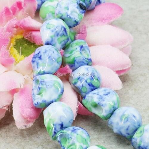 Hot Multicolor Riverstones Rainbow Semi-precious Stone Skull For Women Girl Ornaments 12mm Loose DIY Beads Jewelry Making Design