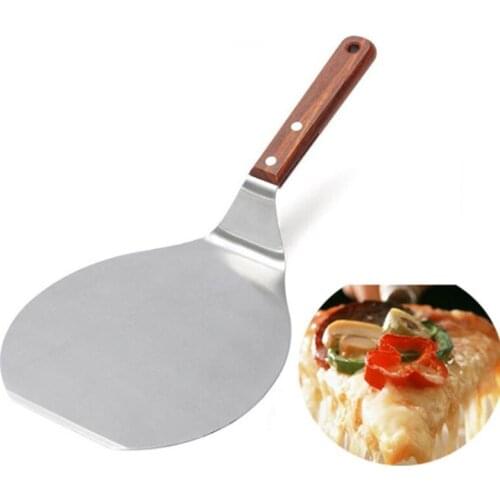 Pizza shovel large round wooden handle Stainless Steel Shovel Baking Tools Cheese Cutter Peels Lifter Tool Pizza Shovel