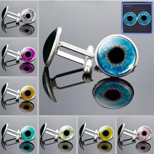 Pure Hazel Eye Cufflinks Violet Eye pattern Men Cuff Links Husband Shirt Cufflinks Jewelry Wedding Gifts