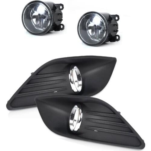 Lower Bumper 2 Pcs Right/Left Fog Light Grille + 2Pcs Lamp Kit for Ford Focus Sedan 4 Door 2009 2010 2011