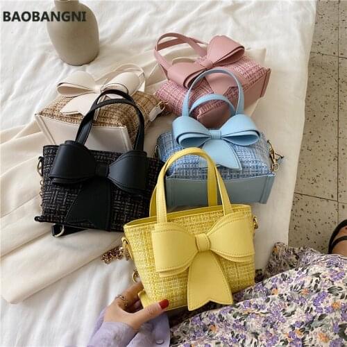 New Candy Color Womens Bag Bow Fashion Ladies Handbags Braided Chain Portable Diagonal Bag