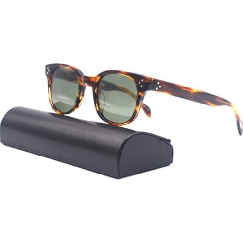 Vintage Retro Oval Sunglasses Men Polarized Acetate Eyeglasses Tony Stark Sun Glasses Driving Eyewear Classic Iron Man Glasses