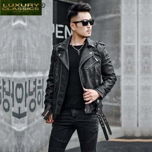Coat Sheepskin 100 Real Men Autumn Spring Jacket Man Clothes 2021 Streetwear Moto Biker Genuine Leather Jacket Outwear 15
