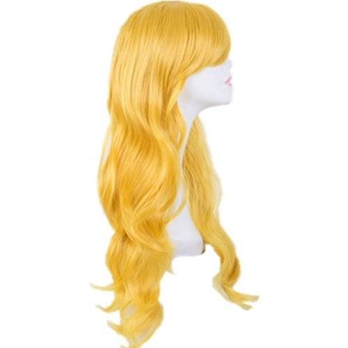 Cosplay Wig Fei-Show Synthetic Heat Resistant 24" Long Wavy Yellow Hair Carnival Party Halloween Costume Events Women Hairpiece