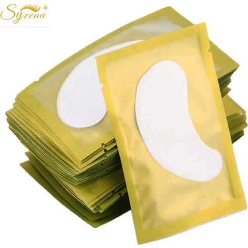 Syrrna 100 Pairs Eyelashes Patches for Hydrogel EyePads Eyelash Extension Paper Stickers Lint Free Under Eye Pads Makeup Tools