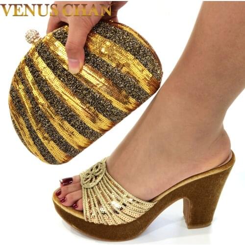 Latest Design Shoes and Bag for Party Wedding Plus Size Women Shoes 43 Women Italian Shoes with Matching Bag Slip on Party Pumps