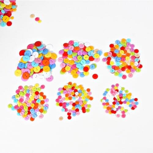 50-200pcs Kids Sewing Buttons Plastic Clothes Tools 6/9/10/11/12/15/20MM 2 Holes Round Shape Random Colors Garment Accessories
