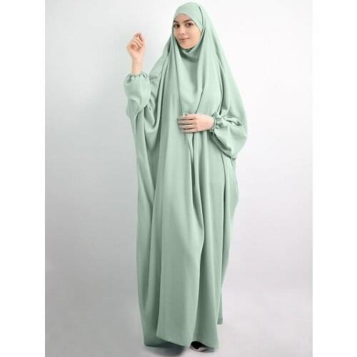 Ramadan One Piece Prayer Abaya Dress Jilbab Hijab Dresses Kaftan Hooded Robe Headcover Long Khimar Modest Islam Dubai Clothes