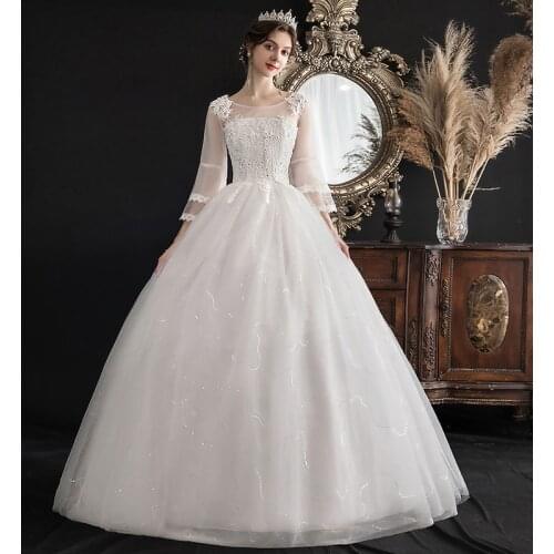 Luxury Embroidery Wedding Dress Half Sleeve Bride Wedding Dresses Plus Size Bridal Lace Up Dresses Ball Gowns