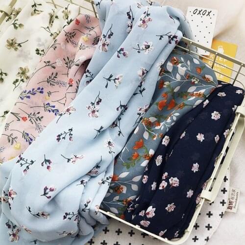 150cm*50cm retro flower print Chiffon Fabric fashion Dress Fabric Skirt Party Decorator summer dress cloth patchwork material