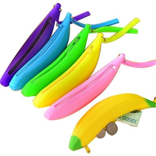 Cute Three-dimensional Silicone Coin Purse Banana Fruit and Vegetable Pattern Coin Purse Coin Bag Cartoon Pencil Bag