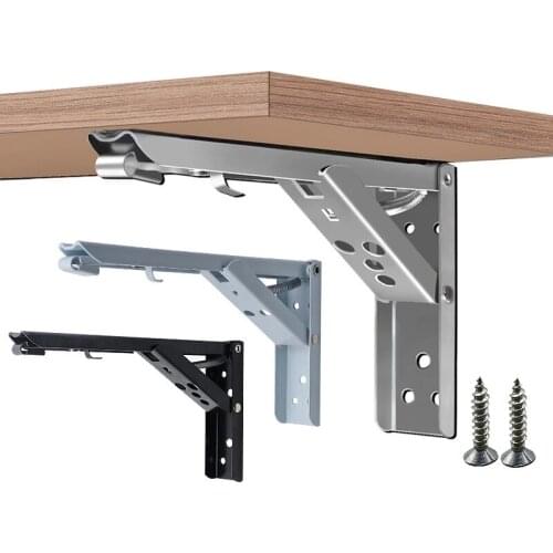 2PCS8-14In Stainless Steel Folding Bracket Support Heavy Duty Adjustable Wall Mounted Bench Table DIY Bracket Furniture Hardware