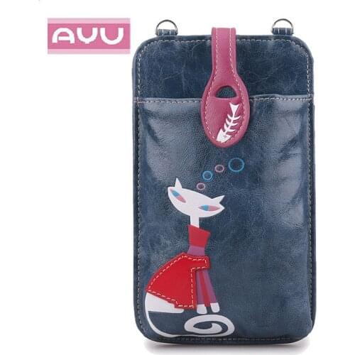 Cat Cute Hanging Neck Messenger Bags 6 Inch Large Screen Phone Bag Girl Mini Bag Coin Purse Summer A4602