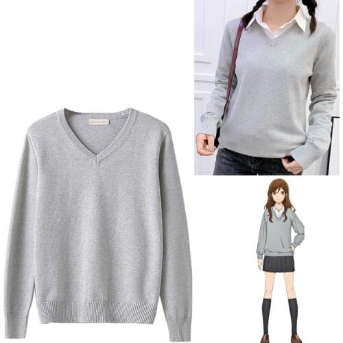 Horimiya Hori Kyoko Cosplay Sweater Pullover Spring Autumn V-Neck Knitted Sweaters Anime Cosplay Costume