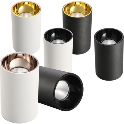 Dimmable LED COB Surface Mounted Downlight 5W/10W/18W//25W White/Black Housing AC85-265V Ceiling Spot Light Home Decor