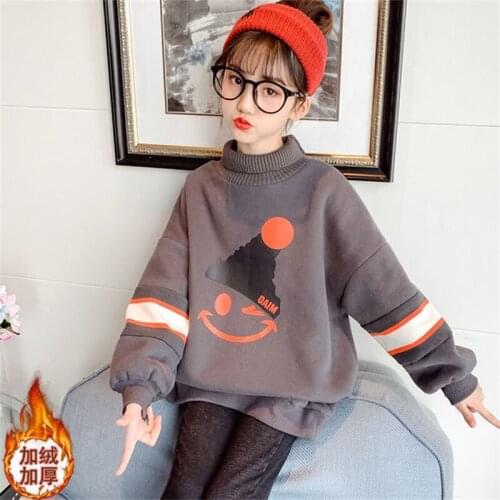 Girls' Hoodies Sweatshirts Kids Underwear 2021 Beauty Plus Velvet Thicken Winter Autumn Jacket Cotton Outdoor Childrens Clothin