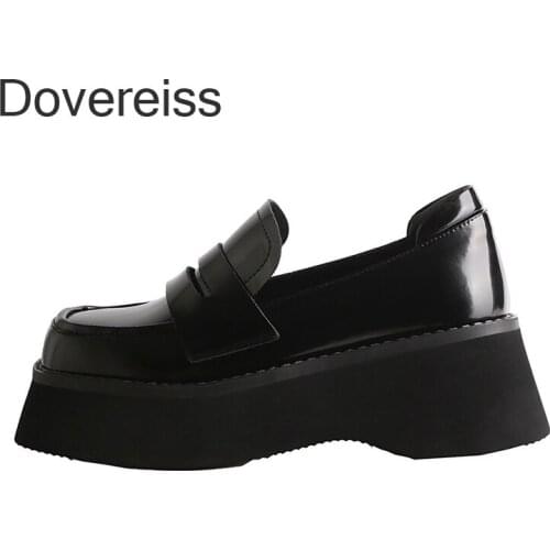 Dovereiss Fashion Womens Shoes summer New Elegant Consice white Waterproof Square Toe Pumps Sexy Genuine Leather Office ladys