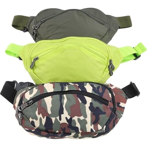 Waterproof Waist Bag Women Double Zipper Pocket Fashion Men Chest Handbag Unisex Ladies Waist Pack Belly Bags Running Purse