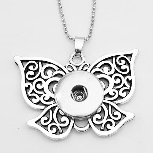 Butterfly snap button jewelry necklace EA169 (fit 18mm 20mm snaps)