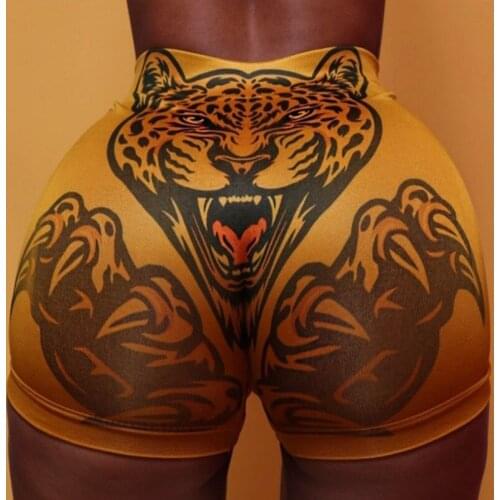 Women Sexy Shorts Adults Tiger/Cat/Balloon/Skull Print Skinny Pants for Honeymoon Wedding Night