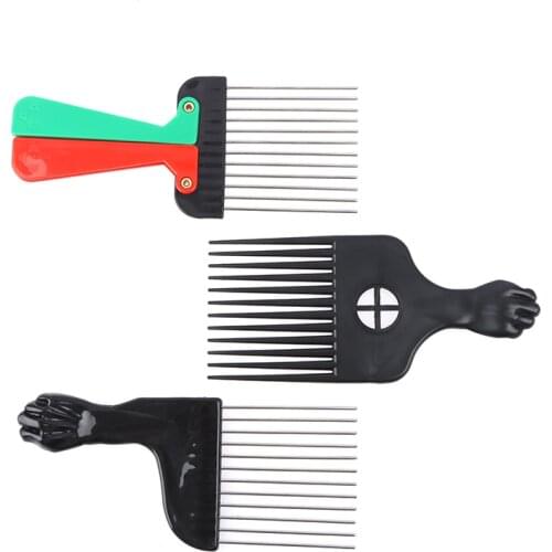 1PC Hot Sales Hair Salon Black Fist Afro Metal Comb African Hair Comb For Hairdressing Styling Tool Accessories 3 Styles