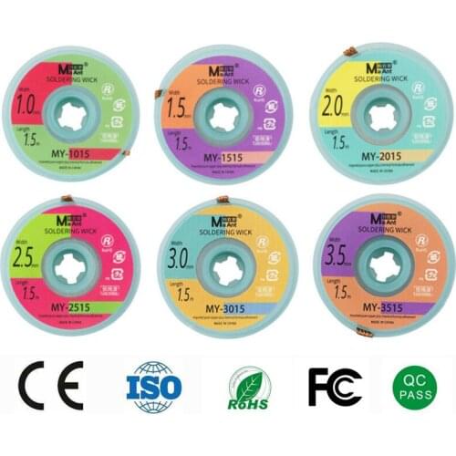 10pcs 1.5mm 2mm 2.5mm 3mm 3.5mm Width 1.5M Length Desolder Braid Welding Solder Remover Wick Wire Lead Cord Flux BGA Repair Tool