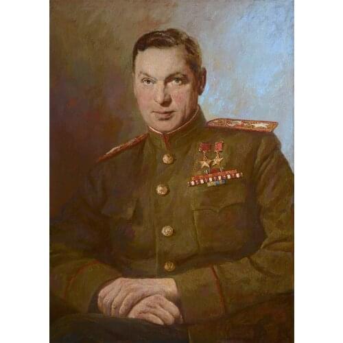 100% Handpainted oil painting World War II General Portrait of Soviet Russia General Konstantin Konstantinovich Rokossovsky art