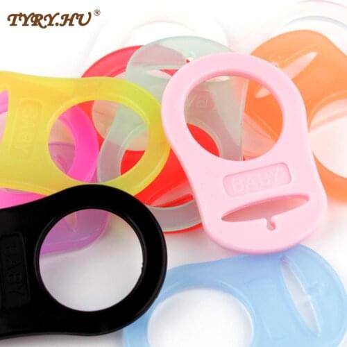 TYRY.HU 10pcs Pacifier Adapter of Material Silicone for DIY Pacifier Chains Holder Clip Adapter Soother Teething Ribbon BPA Free
