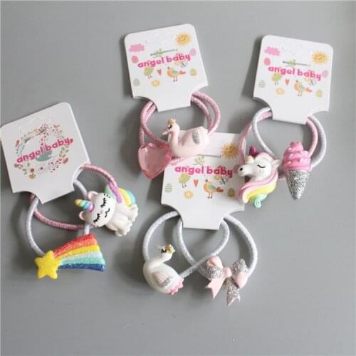 2PCS Cartoon New Cute Meteor Kitten Princess Headwear Kids Elastic Hair Bands Children Ropes Girls Accessories Baby Headdress