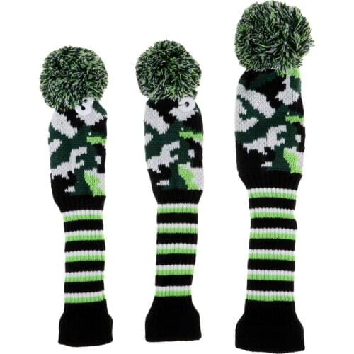 3Pcs Golf Pom Pom Headcover Driver Fairway Woods