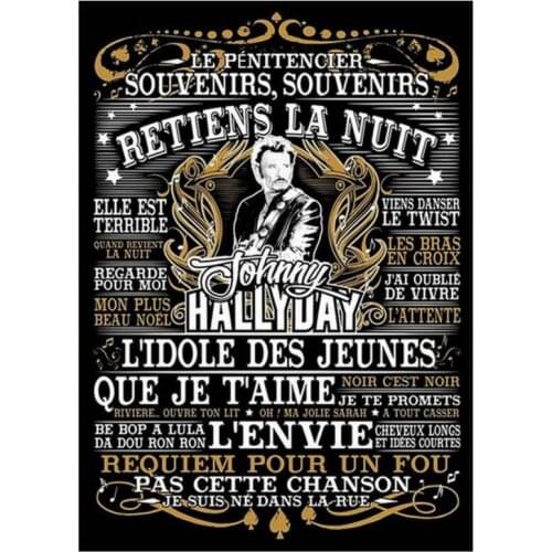 5D Diamond Mosaic Pattern Rhinestones Needleworks Diy Diamond Painting Cross Stitch Johnny Hallyday Diamond Embroidery JS1224