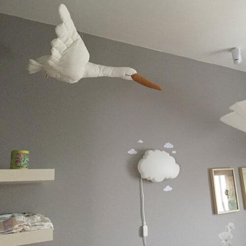 60*40cm Cute Big Swan Plush Stuffed Doll Fabric Family Bedroom Nursery Room Decor Wall Hanging Ornaments Baby Soothing Pillow