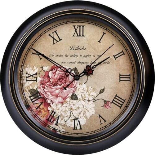 American large Wall Clock Vintage Metal Living Room Home Decor Wall Watch Black Silent Shabby Chic Kitchen Clocks Brief Needle
